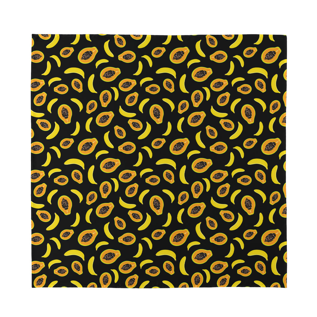 Papaya And Banana Pattern Print Silk Bandana