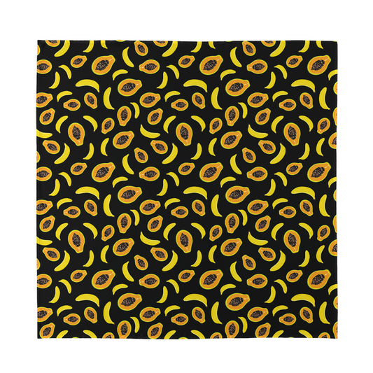 Papaya And Banana Pattern Print Silk Bandana