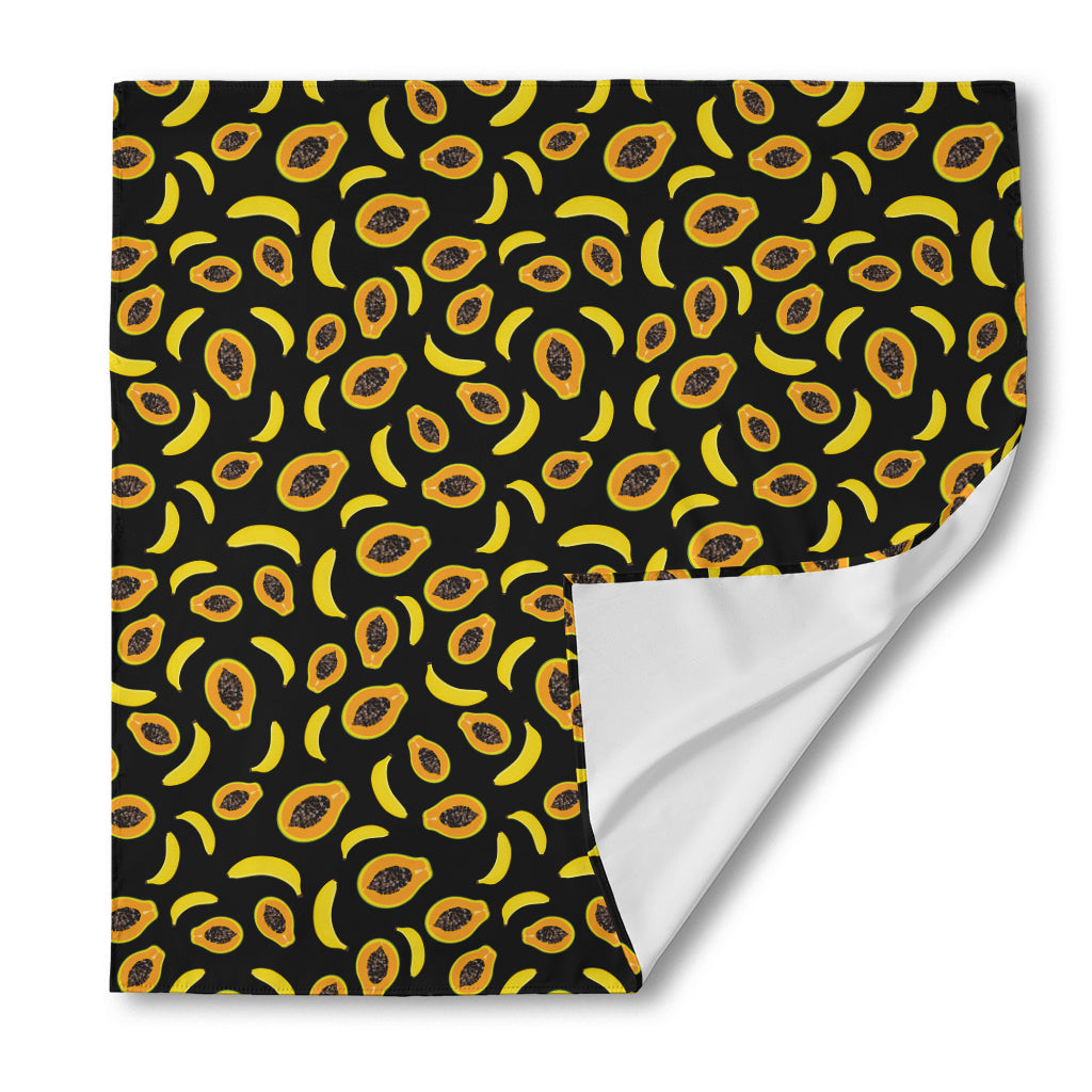 Papaya And Banana Pattern Print Silk Bandana