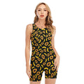 Papaya And Banana Pattern Print Sleeveless One Piece Swimsuit