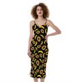 Papaya And Banana Pattern Print Slim Fit Midi Cami Dress