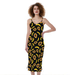 Papaya And Banana Pattern Print Slim Fit Midi Cami Dress