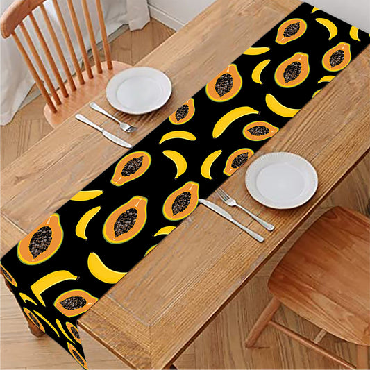Papaya And Banana Pattern Print Table Runner