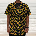Papaya And Banana Pattern Print Textured Short Sleeve Shirt