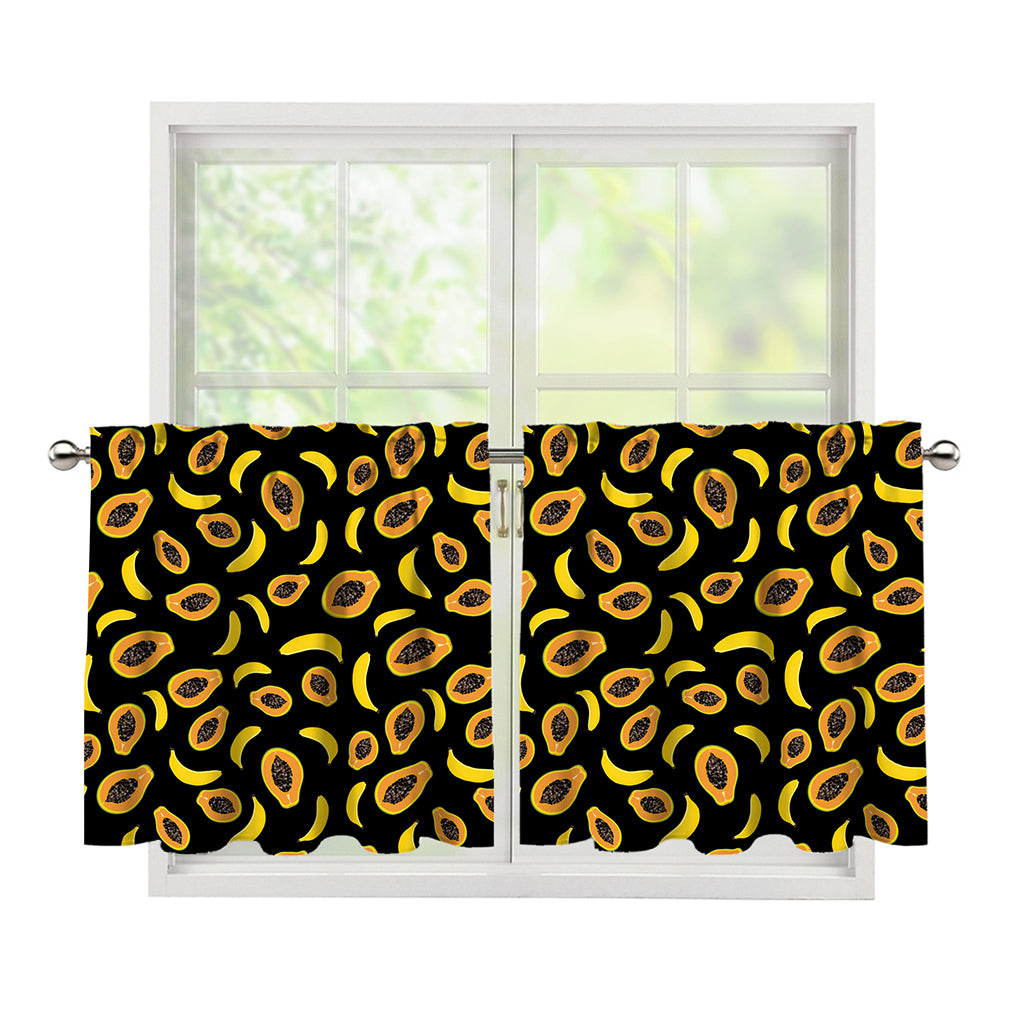Papaya And Banana Pattern Print Tier Curtains