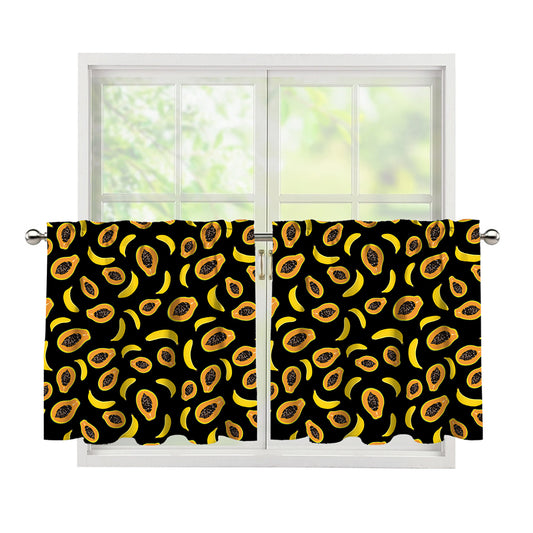 Papaya And Banana Pattern Print Tier Curtains