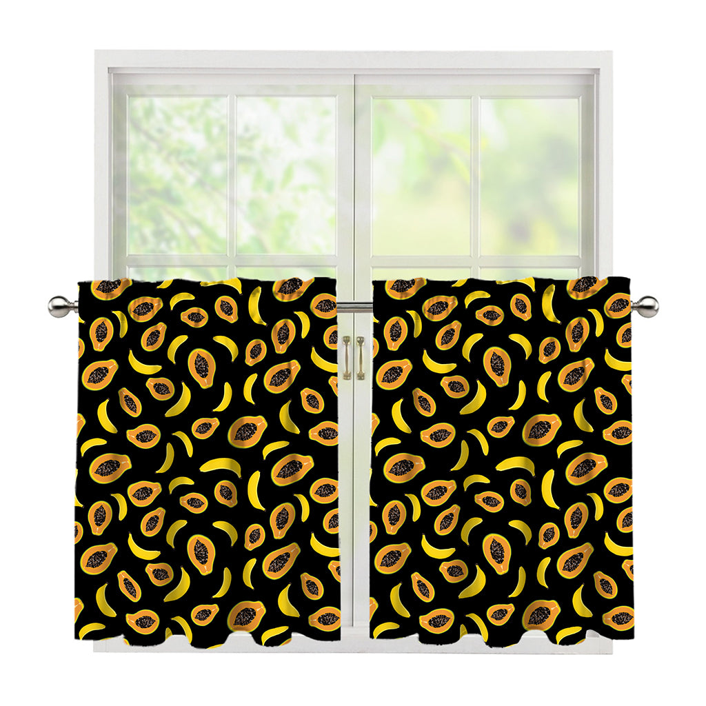 Papaya And Banana Pattern Print Tier Curtains