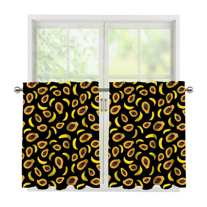 Papaya And Banana Pattern Print Tier Curtains