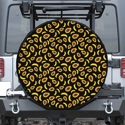 Papaya And Banana Pattern Print Tire Cover