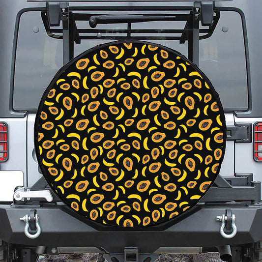 Papaya And Banana Pattern Print Tire Cover