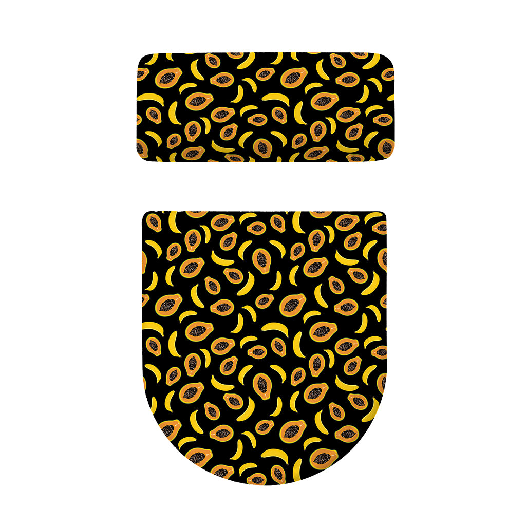 Papaya And Banana Pattern Print Toilet Lid And Tank Cover Set