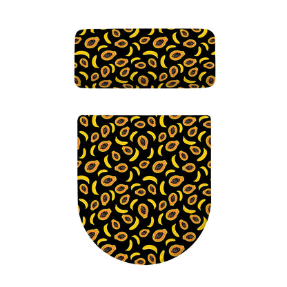 Papaya And Banana Pattern Print Toilet Lid And Tank Cover Set