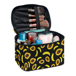Papaya And Banana Pattern Print Travel Makeup Bag