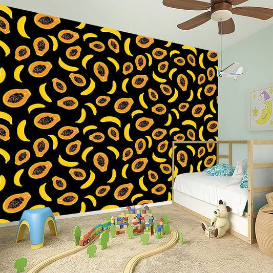 Papaya And Banana Pattern Print Wall Sticker