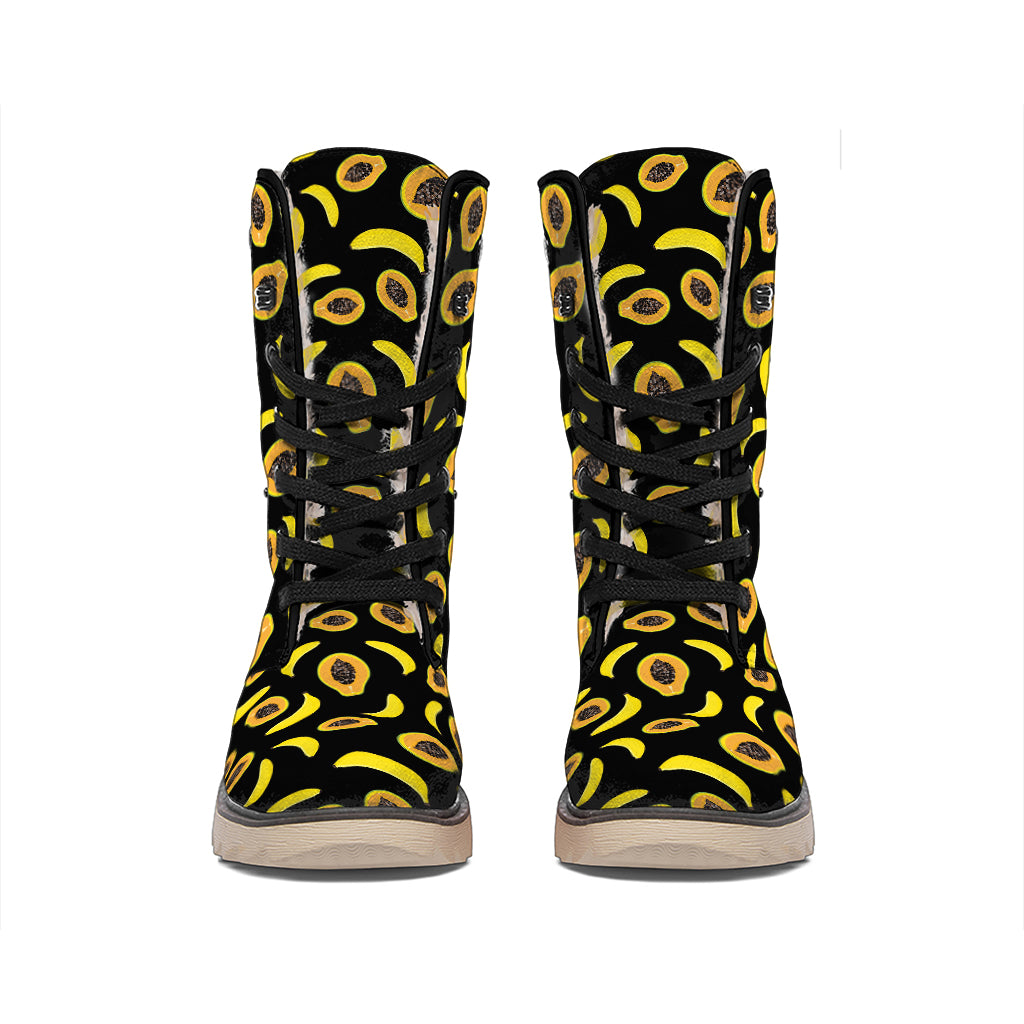 Papaya And Banana Pattern Print Winter Boots