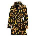 Papaya And Banana Pattern Print Women's Bathrobe