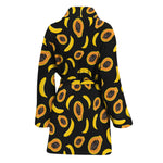 Papaya And Banana Pattern Print Women's Bathrobe