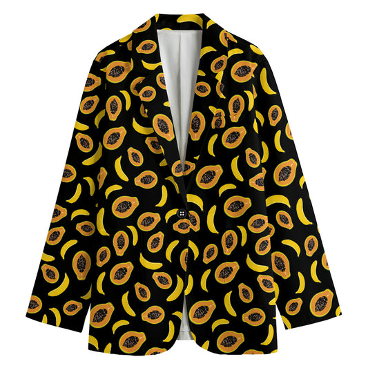 Papaya And Banana Pattern Print Women's Blazer