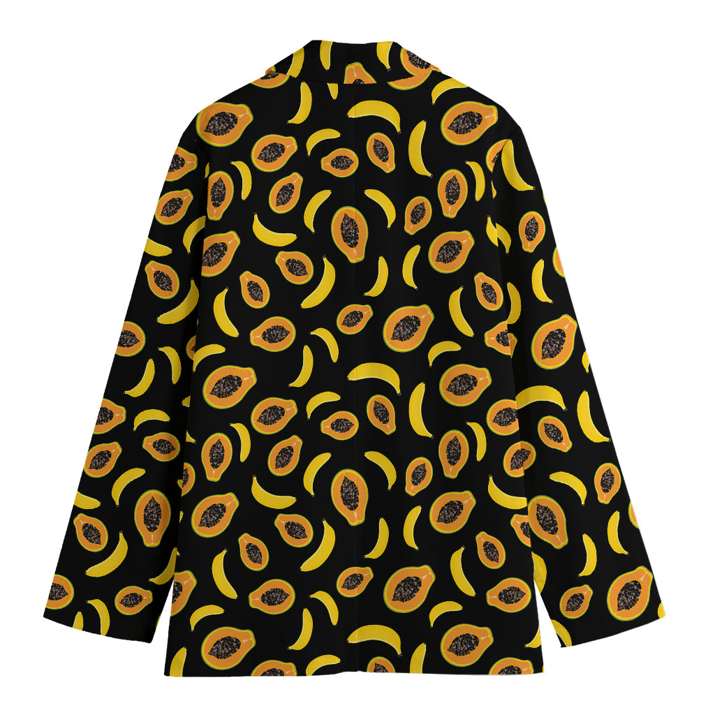 Papaya And Banana Pattern Print Women's Cotton Blazer