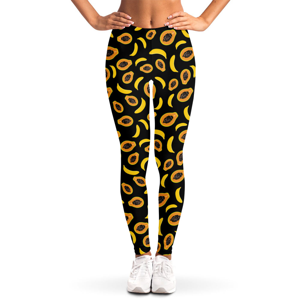 Papaya And Banana Pattern Print Women's Leggings