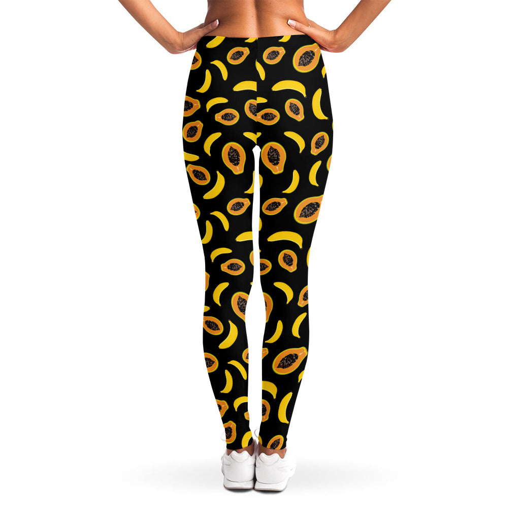 Papaya And Banana Pattern Print Women's Leggings