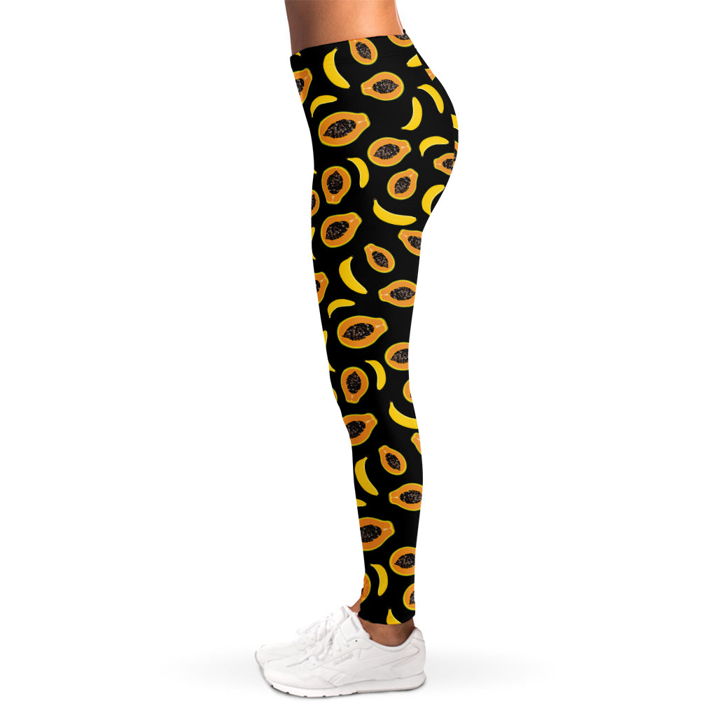 Papaya And Banana Pattern Print Women's Leggings