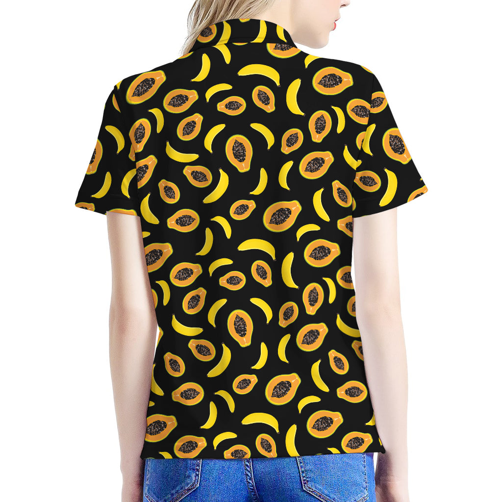 Papaya And Banana Pattern Print Women's Polo Shirt