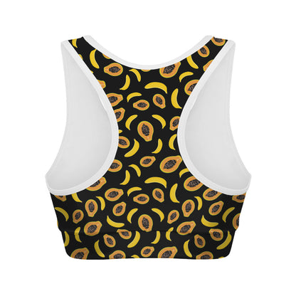 Papaya And Banana Pattern Print Women's Sports Bra