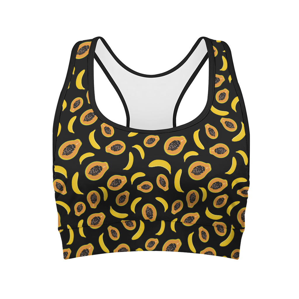 Papaya And Banana Pattern Print Women's Sports Bra