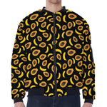 Papaya And Banana Pattern Print Zip Sleeve Bomber Jacket