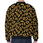 Papaya And Banana Pattern Print Zip Sleeve Bomber Jacket