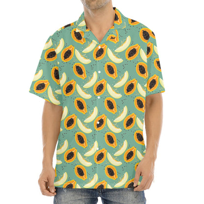 Papaya And Melon Pattern Print Aloha Shirt
