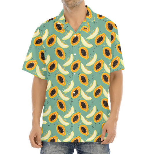 Papaya And Melon Pattern Print Aloha Shirt