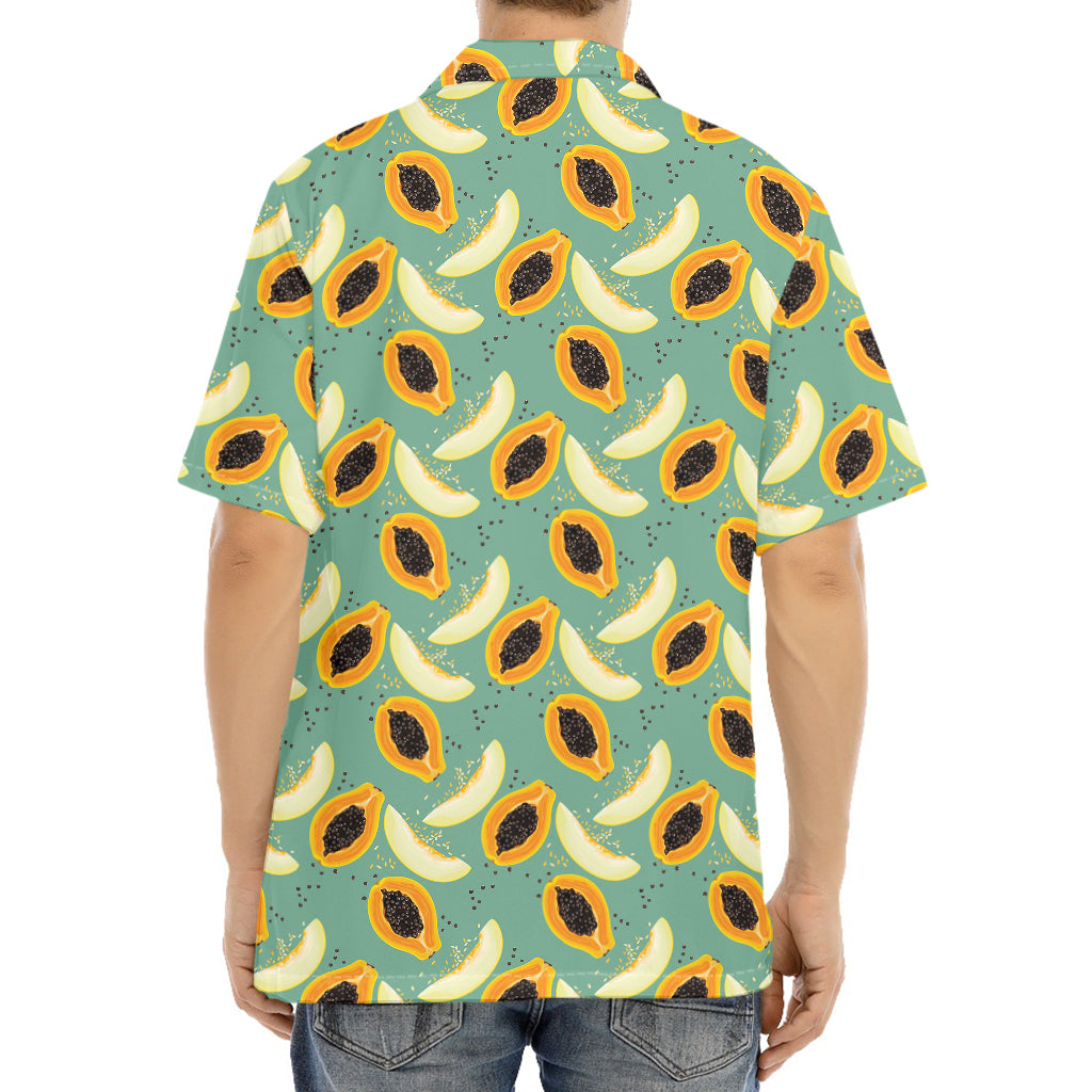 Papaya And Melon Pattern Print Aloha Shirt