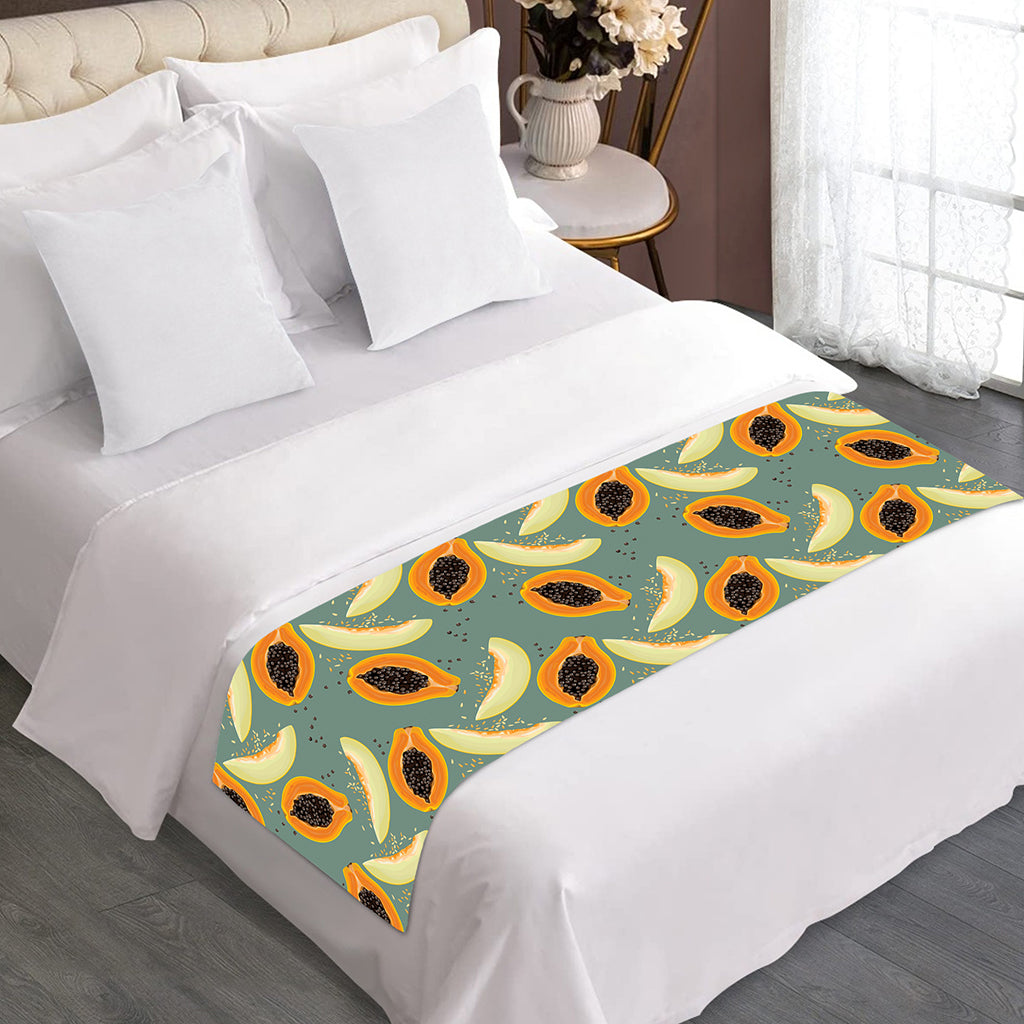 Papaya And Melon Pattern Print Bed Runner