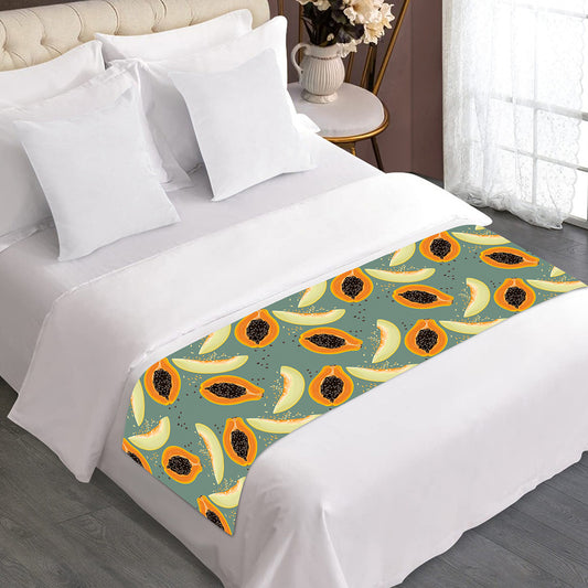 Papaya And Melon Pattern Print Bed Runner