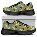 Papaya And Melon Pattern Print Black Chunky Shoes