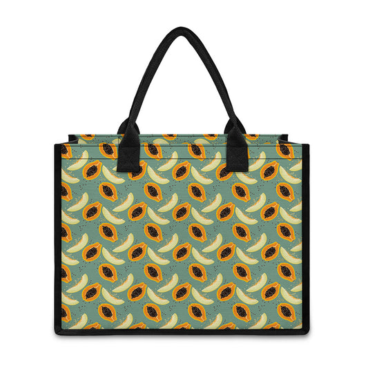 Papaya And Melon Pattern Print Canvas Tote Bag