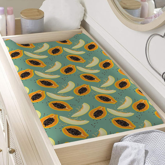Papaya And Melon Pattern Print Changing Pad Cover