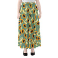 Papaya And Melon Pattern Print Chiffon Maxi Skirt