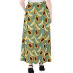 Papaya And Melon Pattern Print Chiffon Maxi Skirt