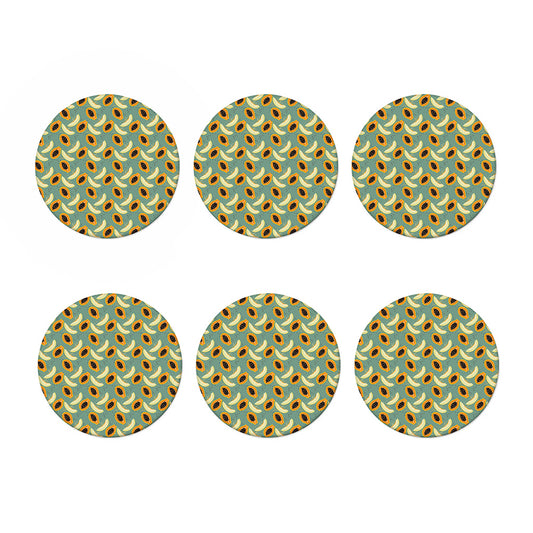 Papaya And Melon Pattern Print Coaster Set
