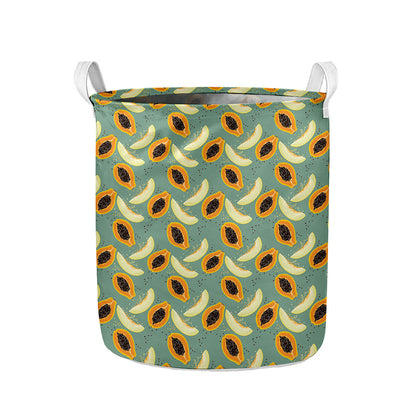 Papaya And Melon Pattern Print Collapsible Laundry Basket