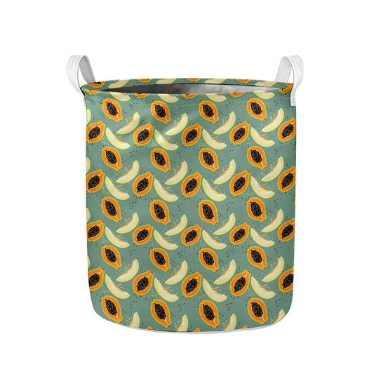 Papaya And Melon Pattern Print Collapsible Laundry Basket