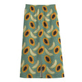 Papaya And Melon Pattern Print Cotton Front Slit Maxi Skirt