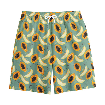 Papaya And Melon Pattern Print Cotton Shorts