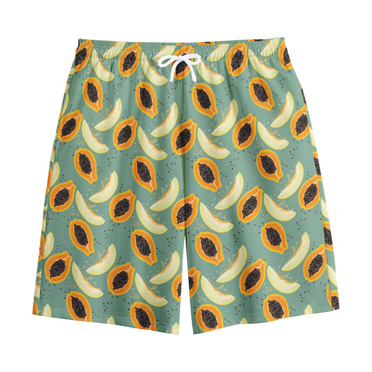Papaya And Melon Pattern Print Cotton Shorts