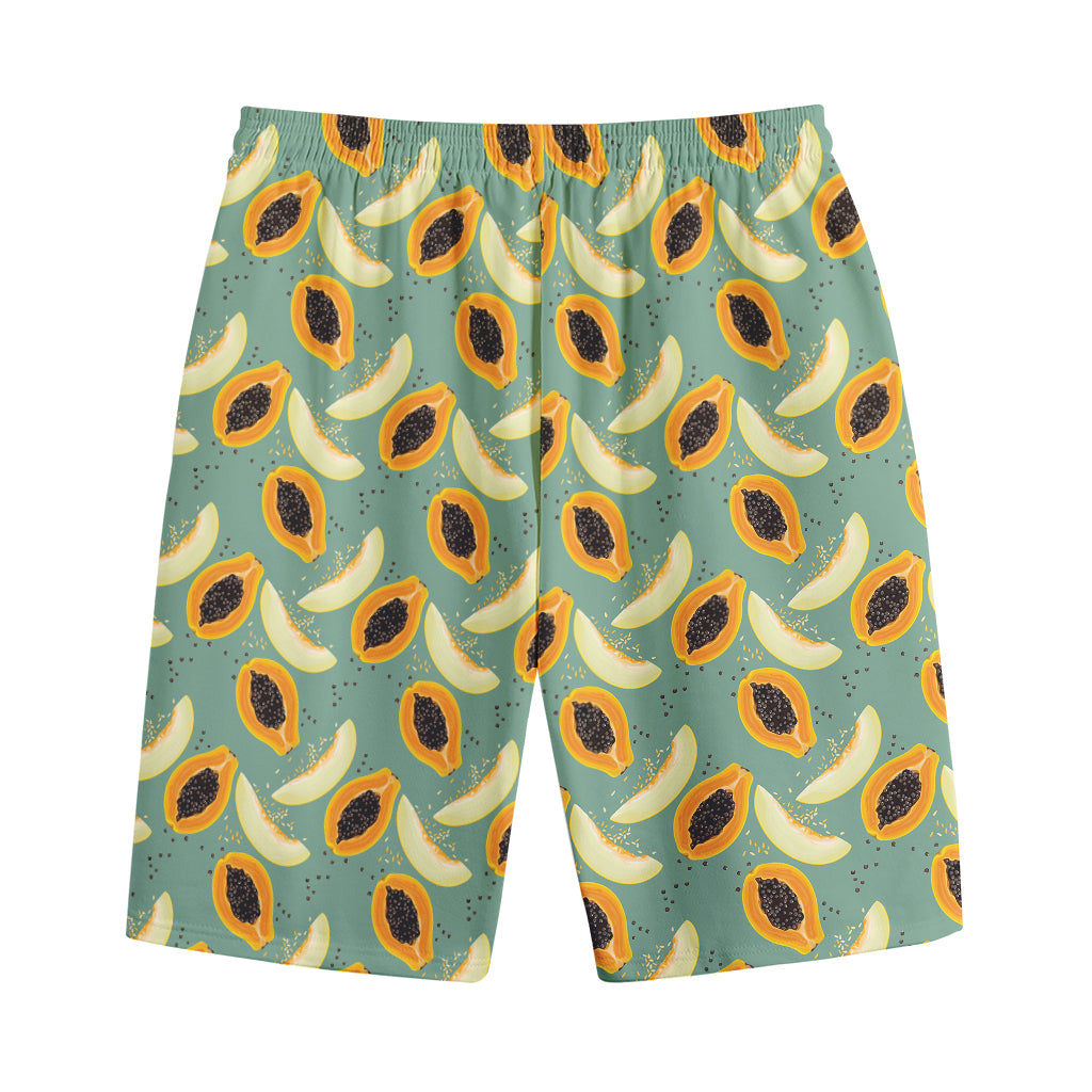 Papaya And Melon Pattern Print Cotton Shorts