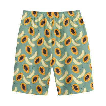 Papaya And Melon Pattern Print Cotton Shorts