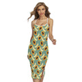 Papaya And Melon Pattern Print Cross Back Cami Dress